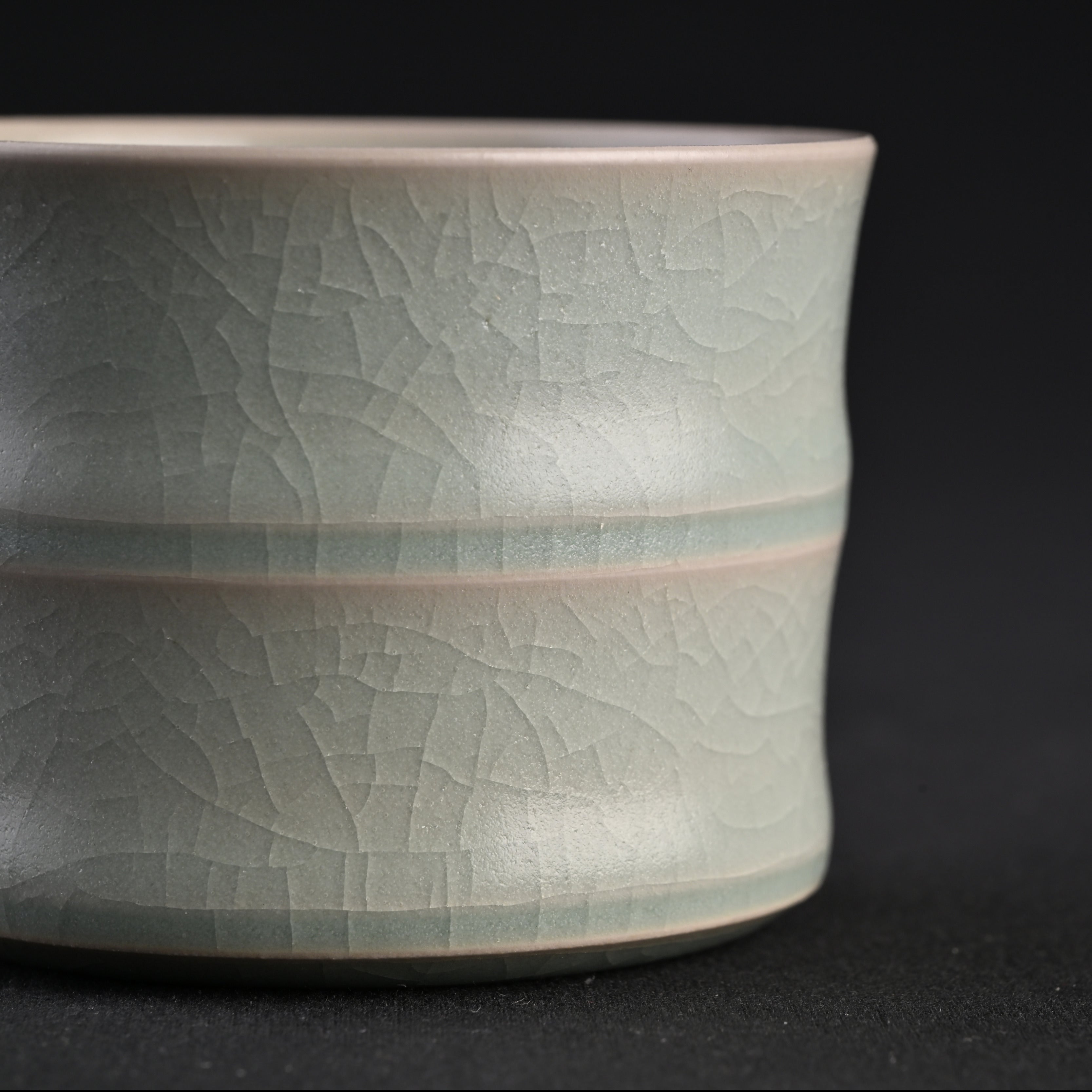 Refired Official Blue Glaze Bamboo Segment Cup