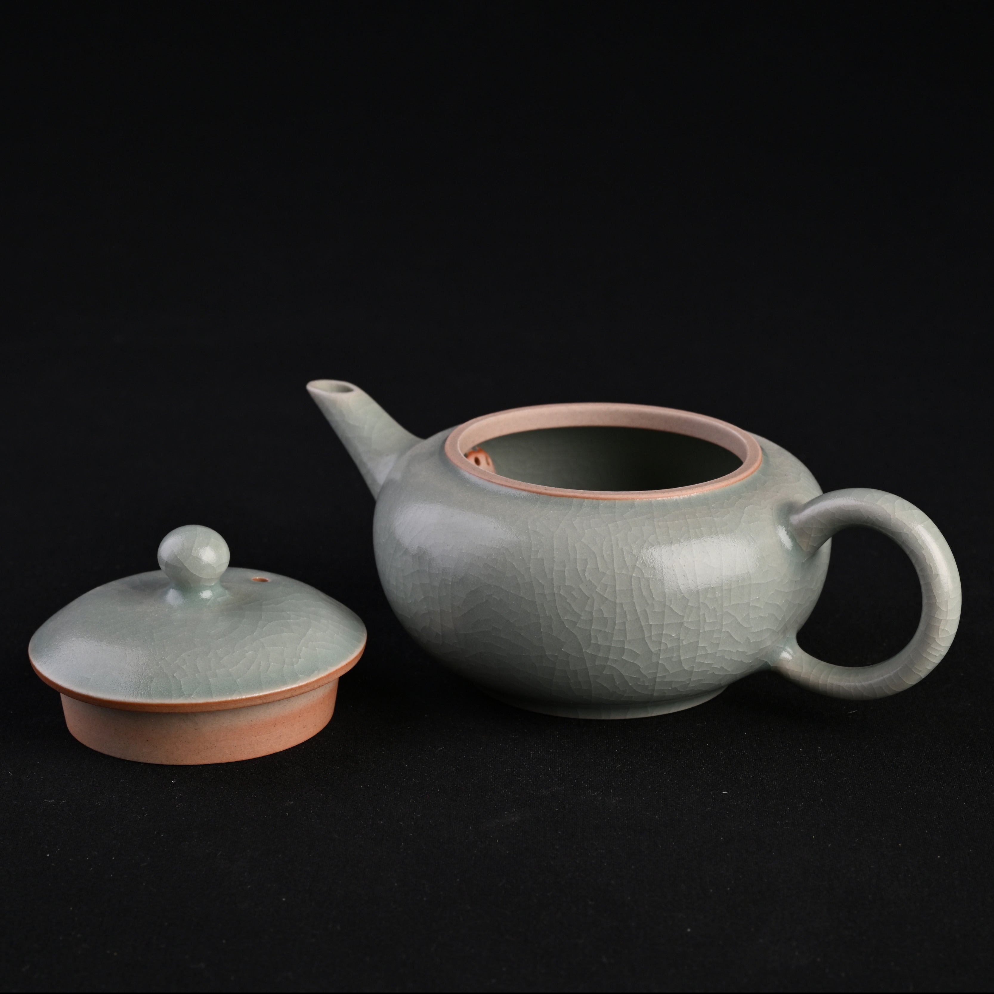 Re-fired Guan Kiln Celadon “Horizontal” Teapot