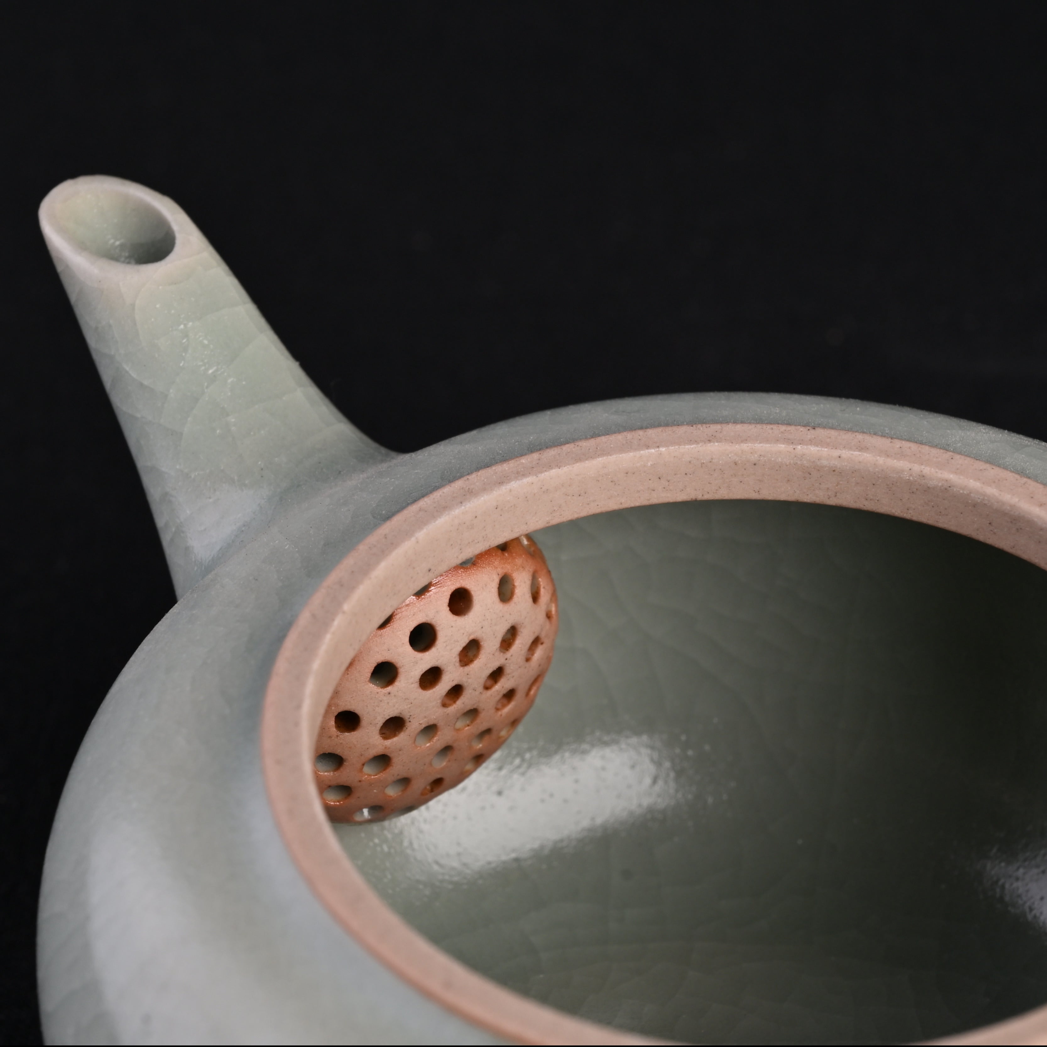 Re-fired Guan Kiln Celadon “Horizontal” Teapot