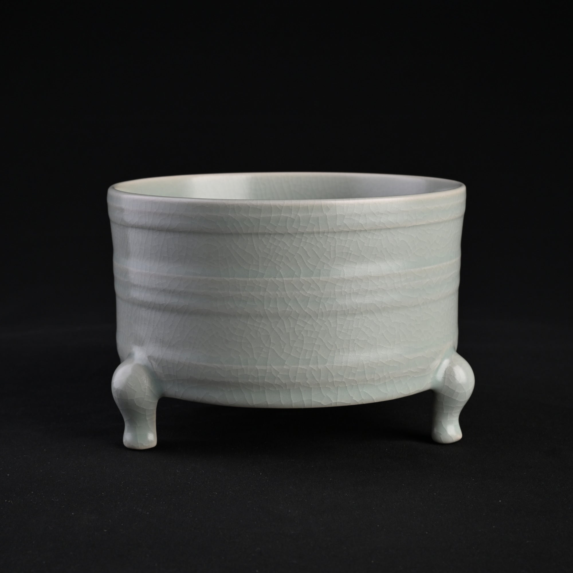 Natural Mineral Powder Blue Glaze String-Pattern Jar