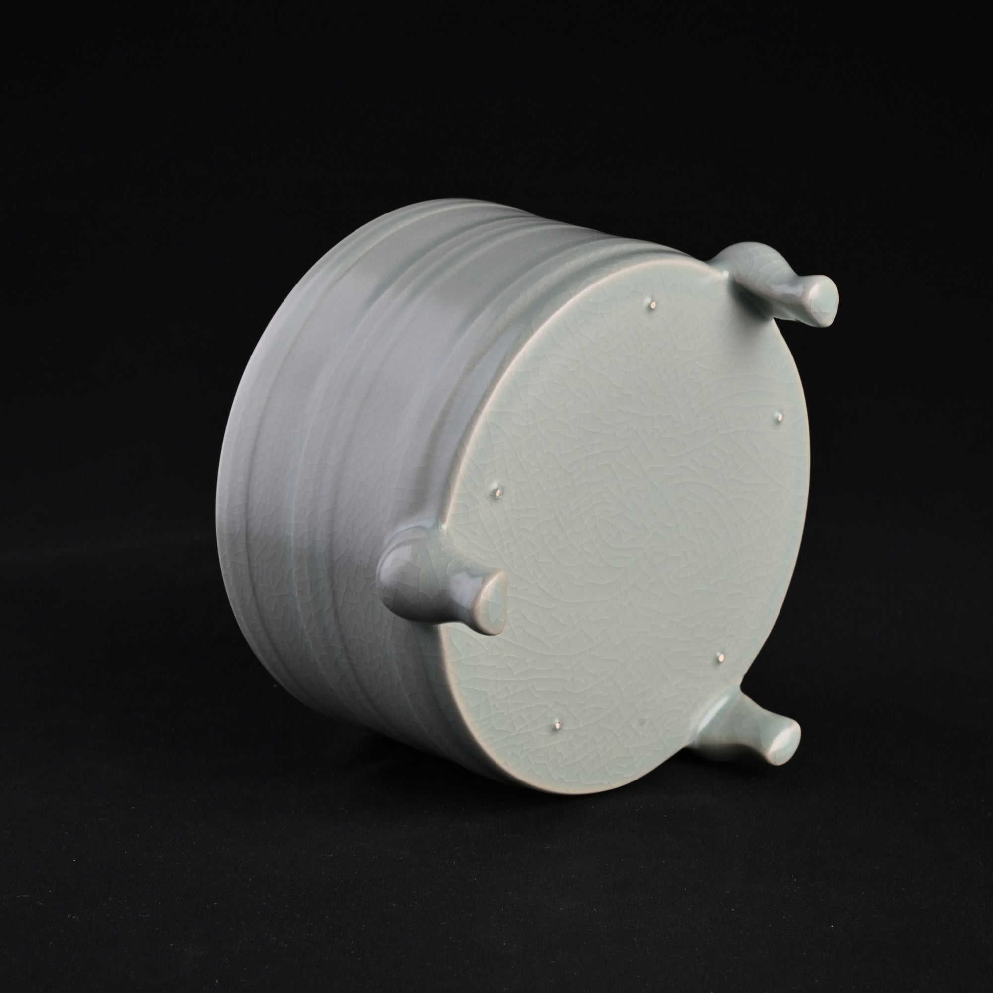Natural Mineral Powder Blue Glaze String-Pattern Jar