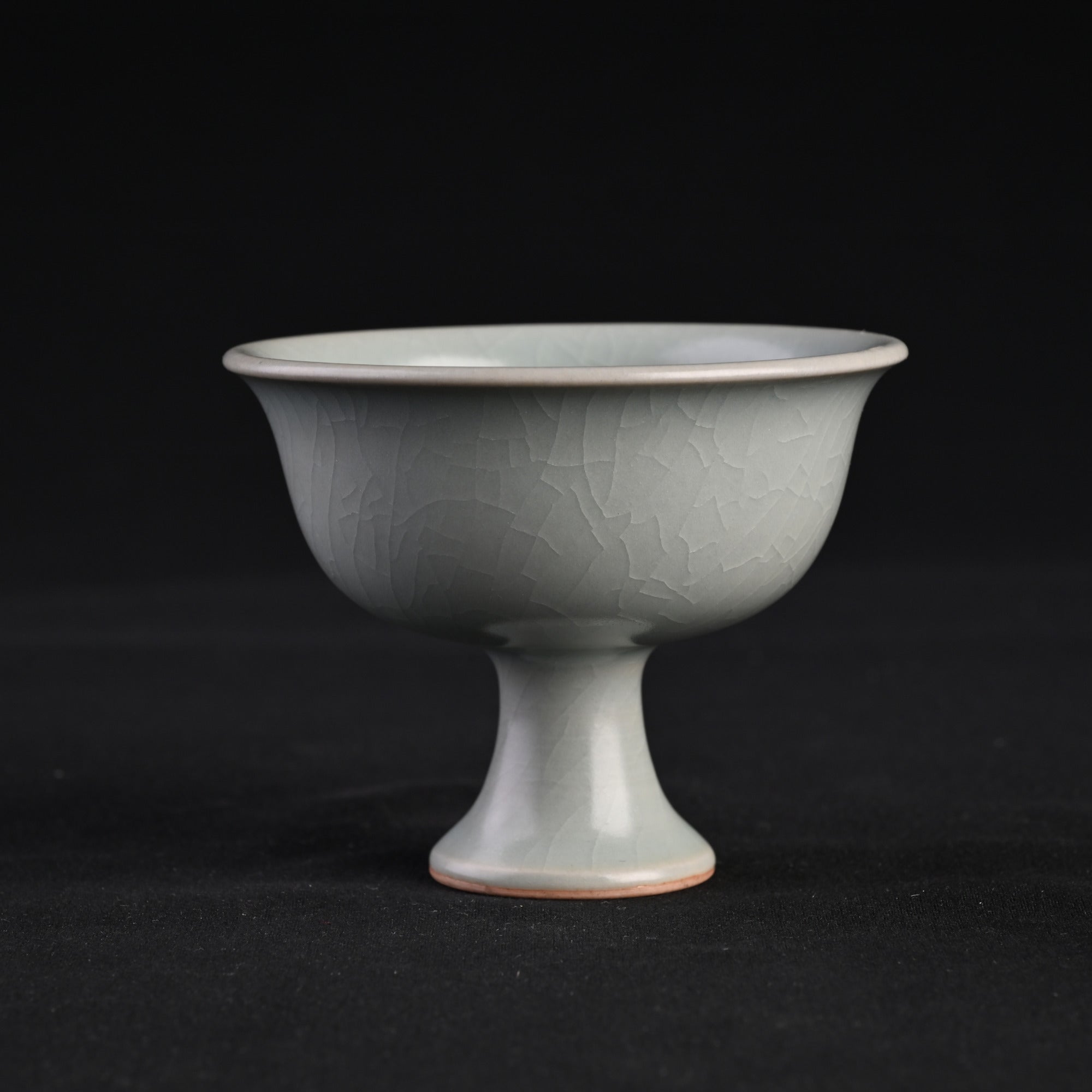 Refired Powder Blue Glaze Stemmed Cup