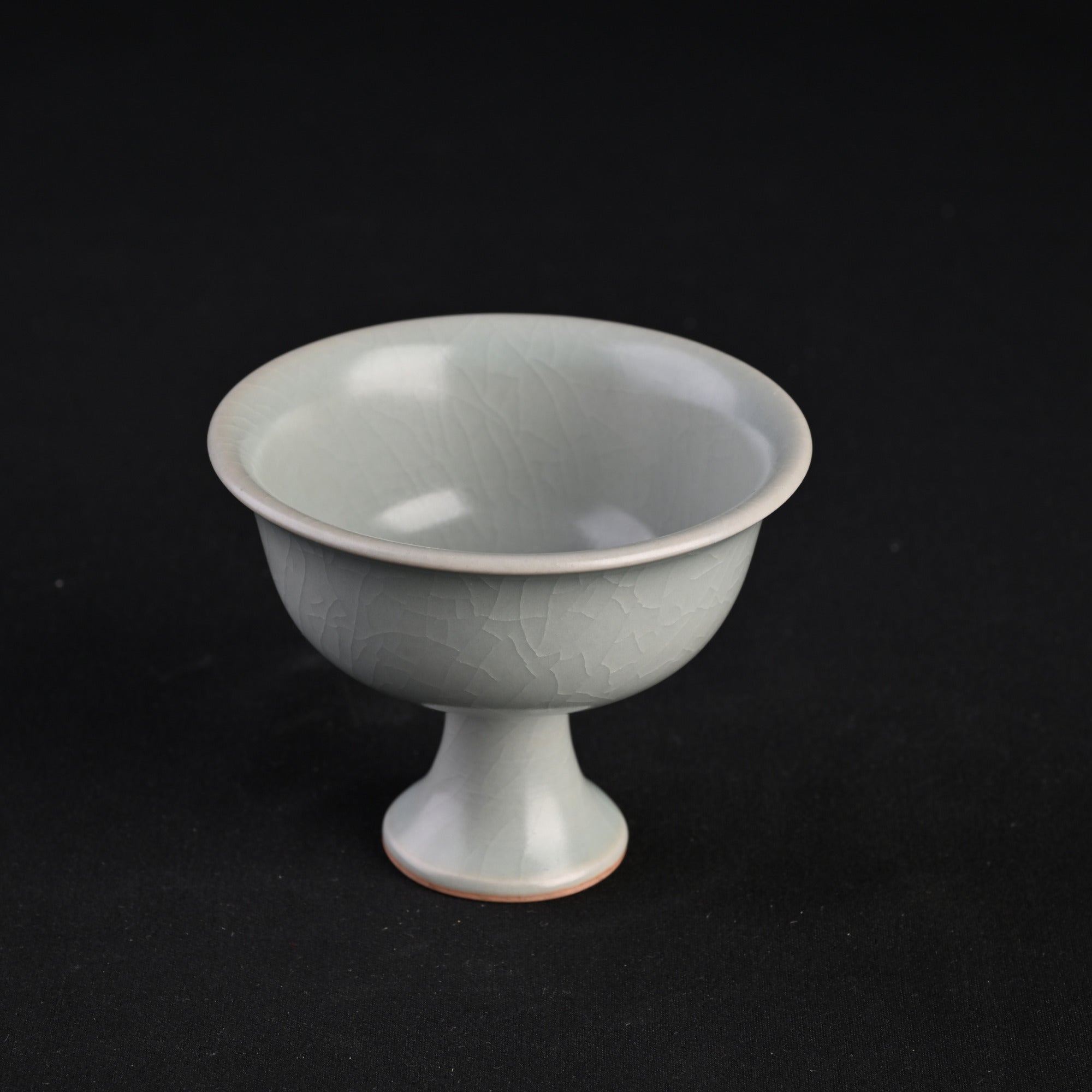 Refired Powder Blue Glaze Stemmed Cup
