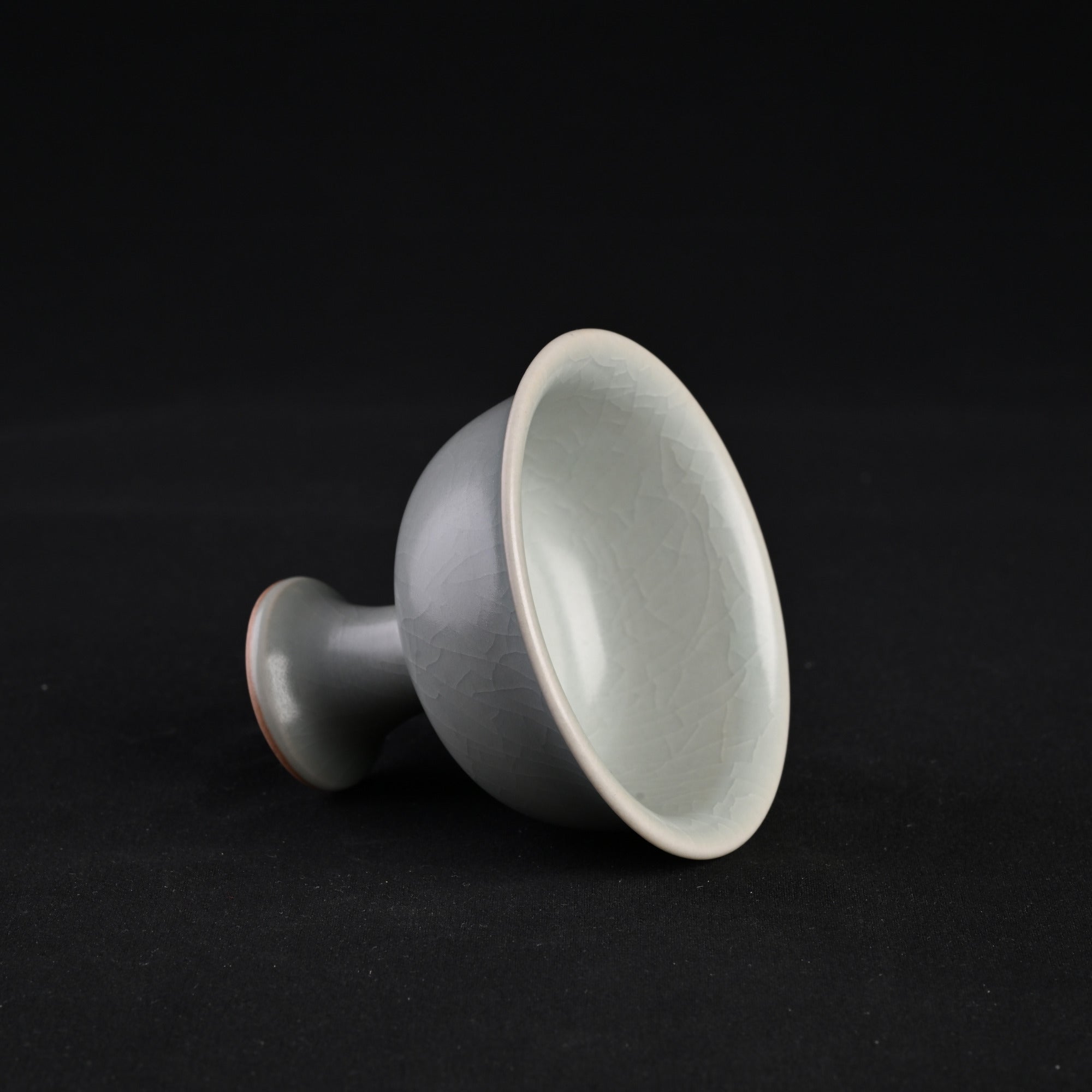 Refired Powder Blue Glaze Stemmed Cup
