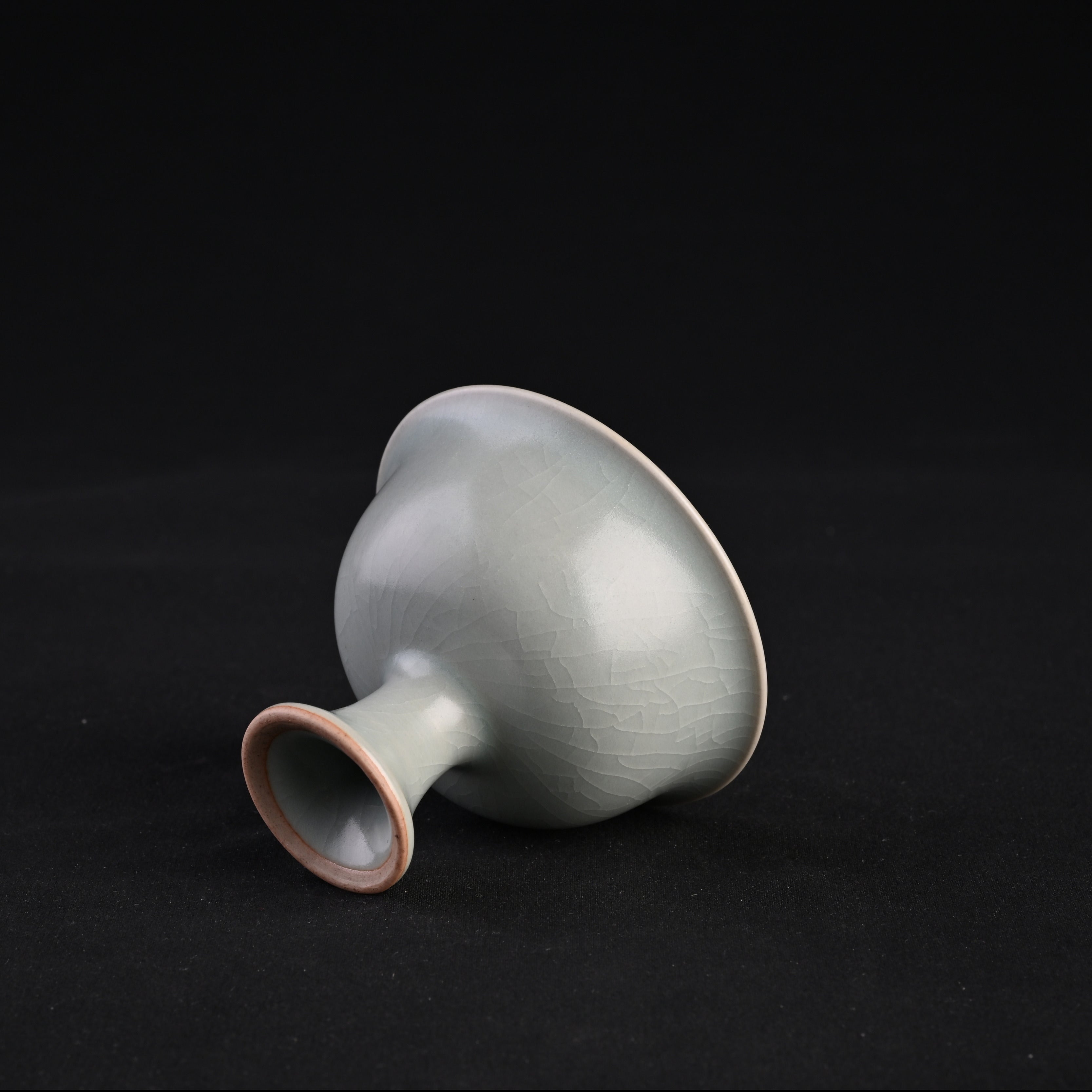 Refired Powder Blue Glaze Stemmed Cup