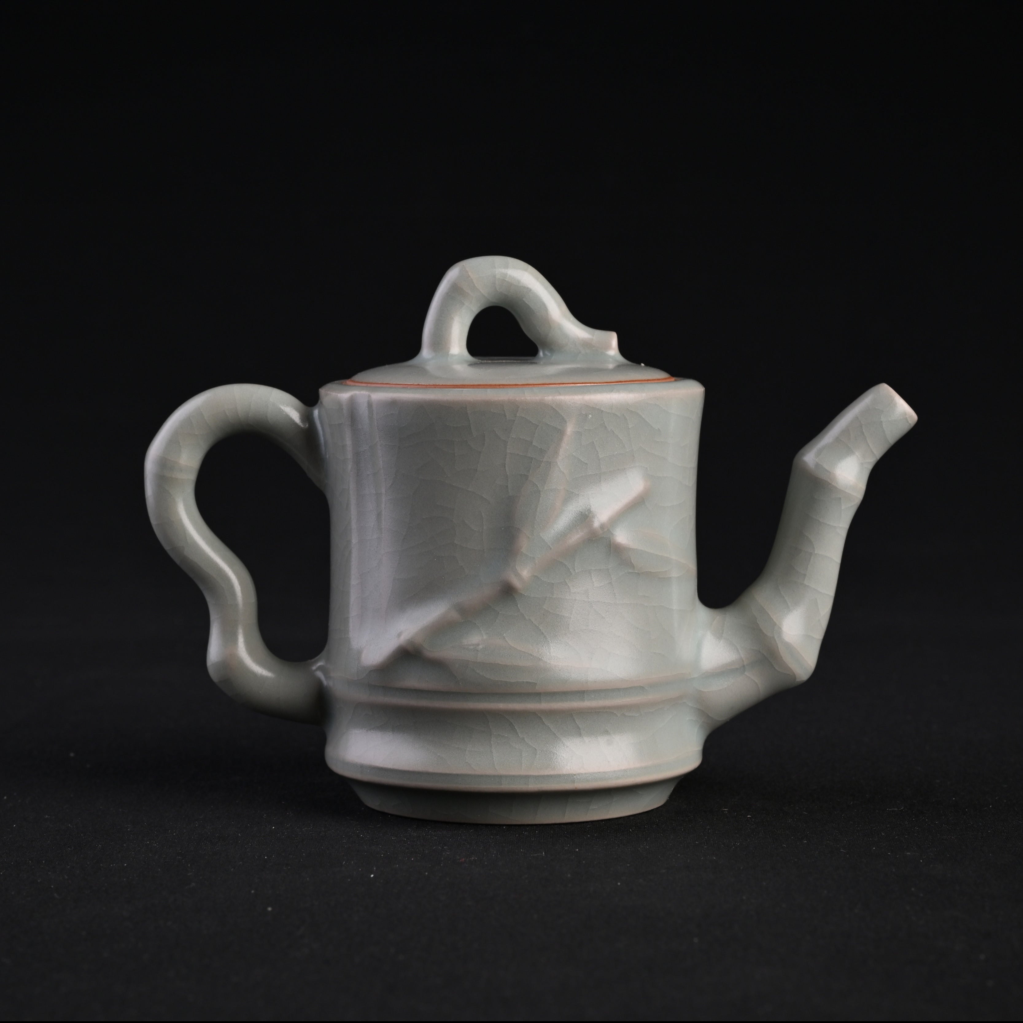Re-fired Powder Blue Glaze Bamboo Joint Teapot