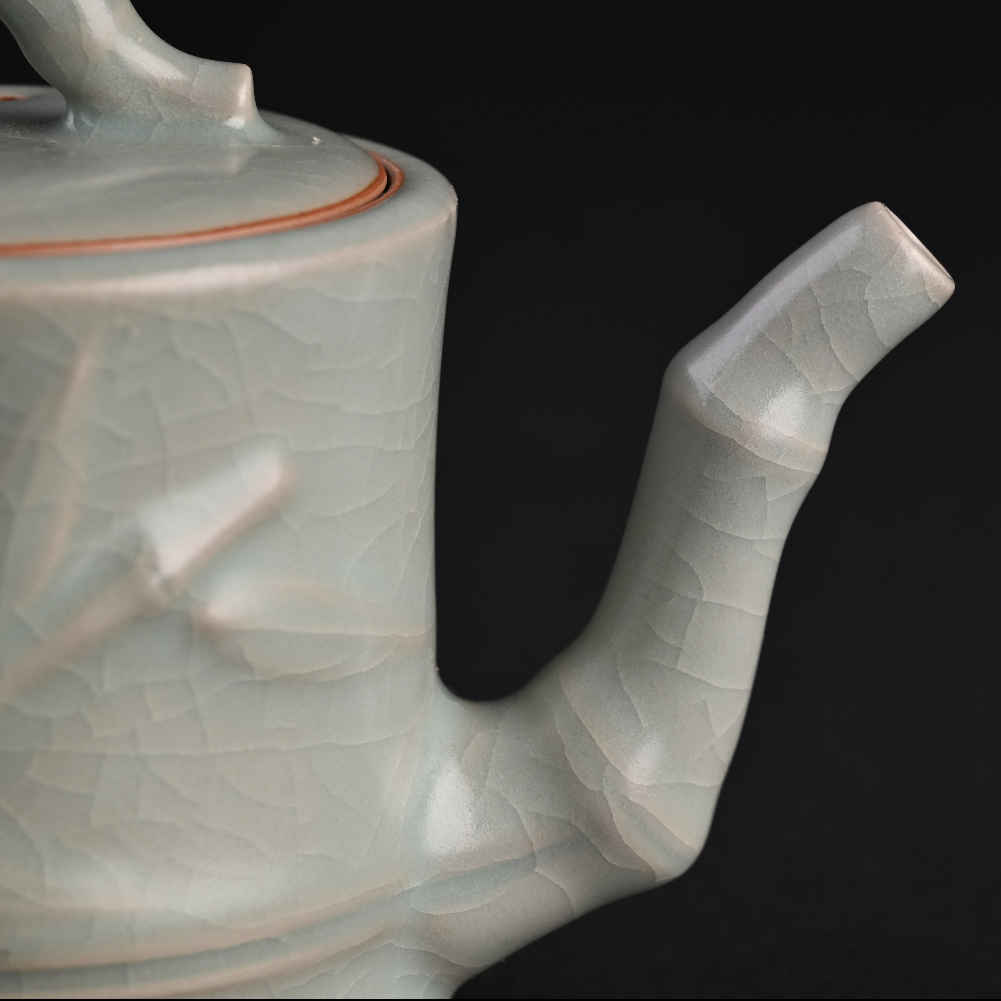 Re-fired Powder Blue Glaze Bamboo Joint Teapot
