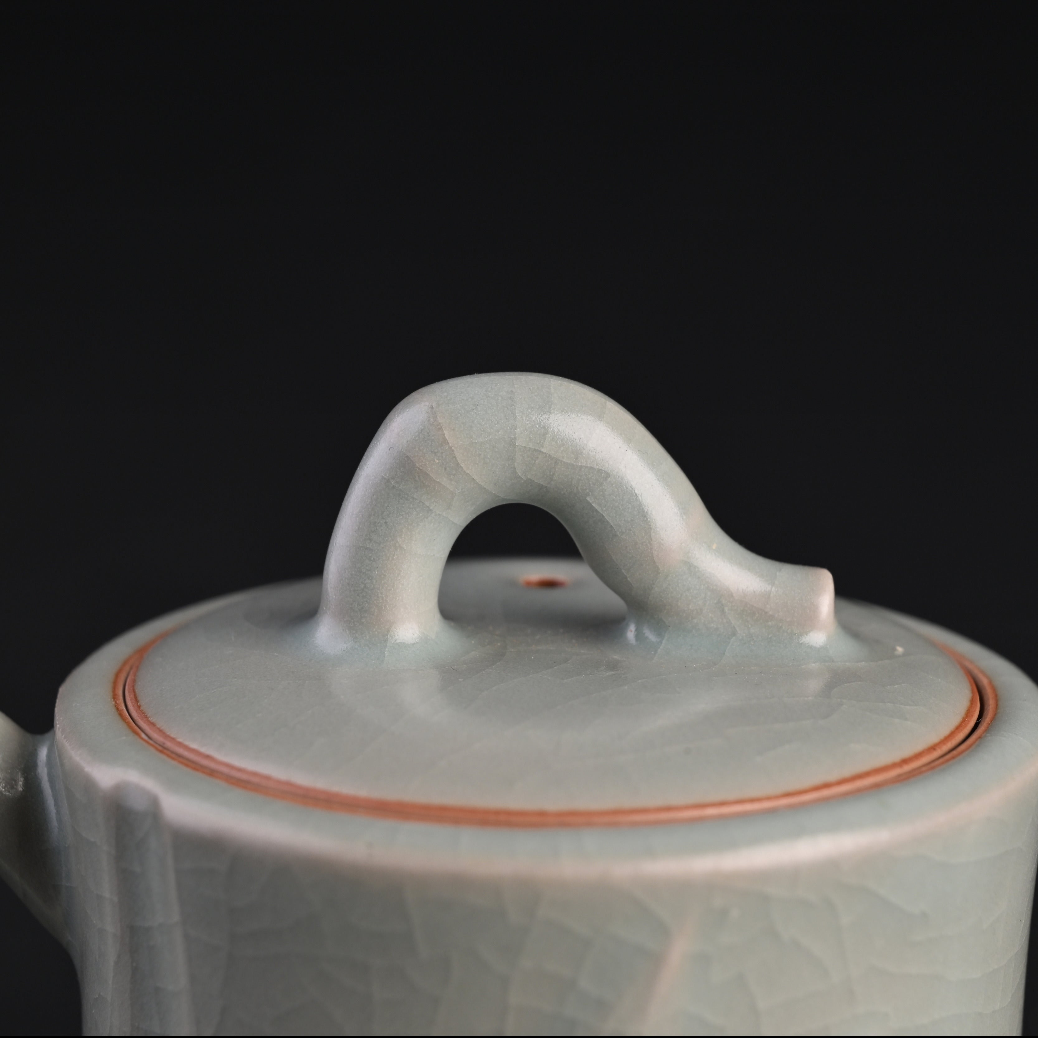Re-fired Powder Blue Glaze Bamboo Joint Teapot