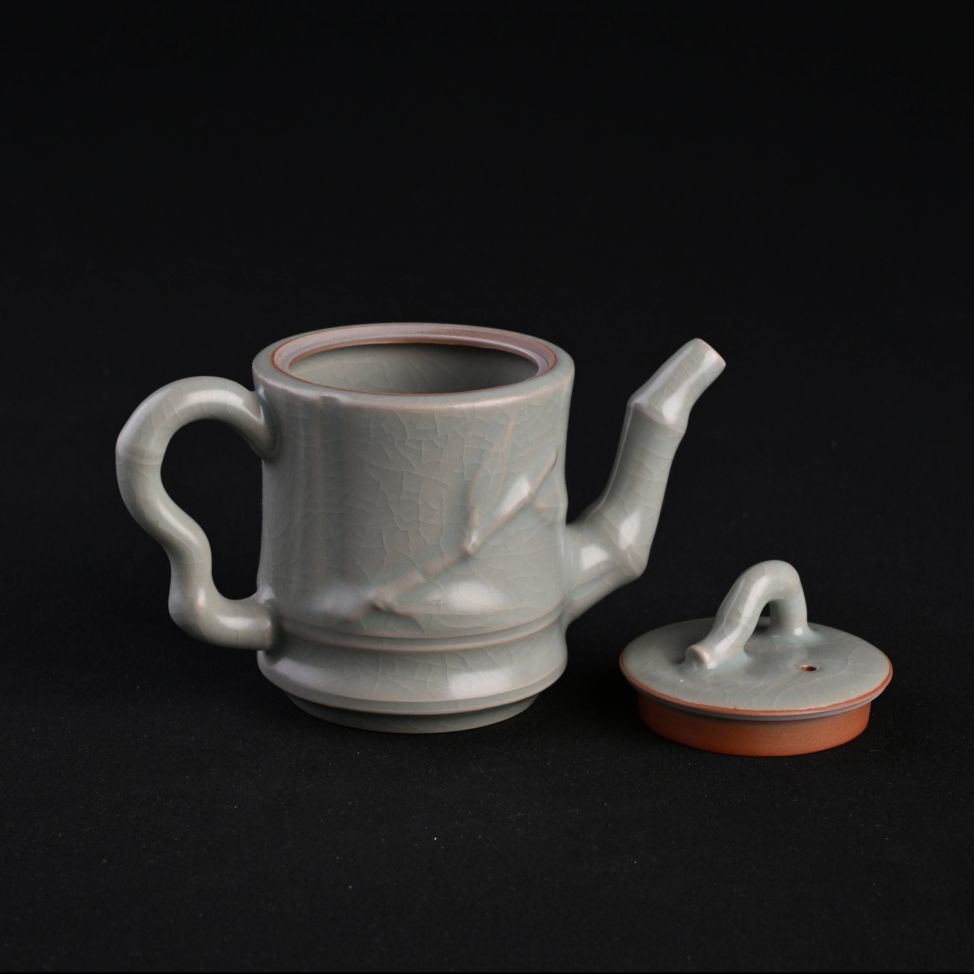 Re-fired Powder Blue Glaze Bamboo Joint Teapot