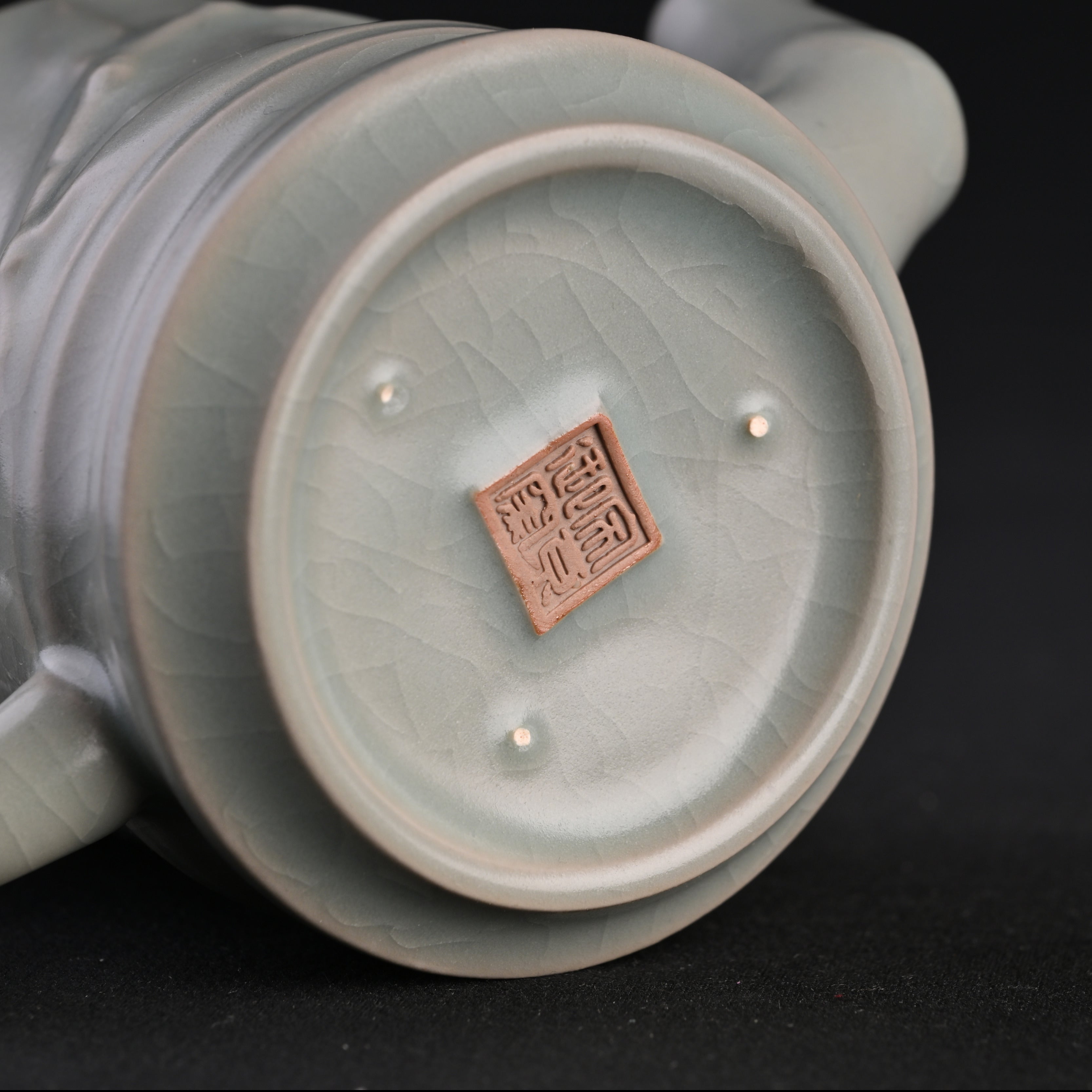 Re-fired Powder Blue Glaze Bamboo Joint Teapot