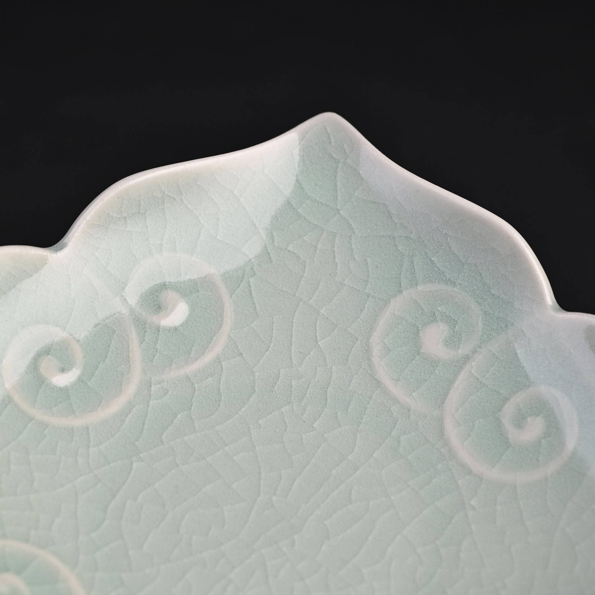 天然鉱物 青緑釉 祥雲小皿 （人気商品）