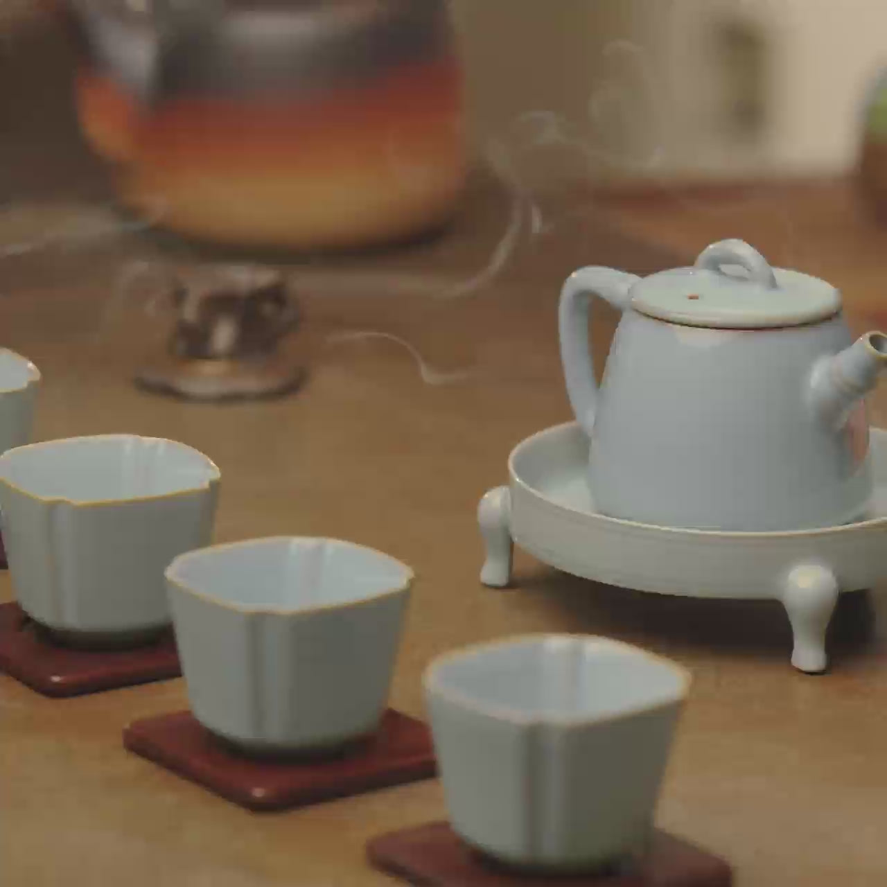 動画を読み込む天然鉱物 青緑釉 竹君急須